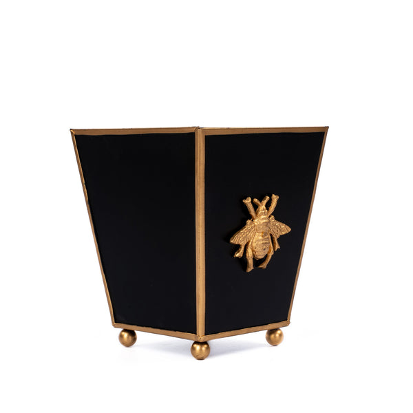 Regency Bee Square Cachepot Planter Black