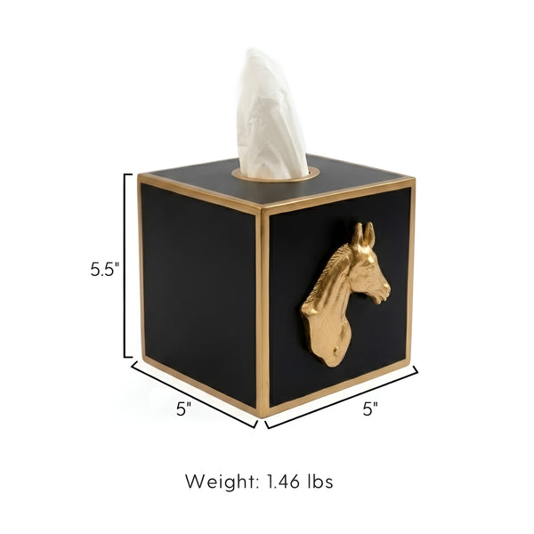 Regency Horse Head Tissue Box Cover Black