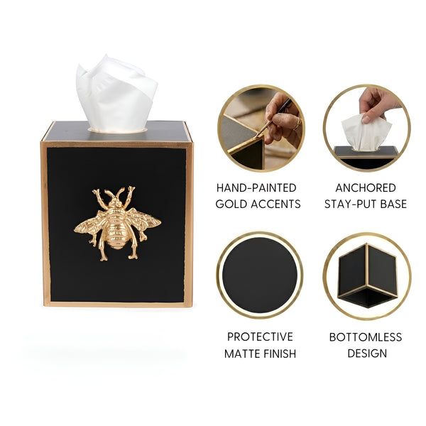Regency Bee Tissue Box Cover Black
