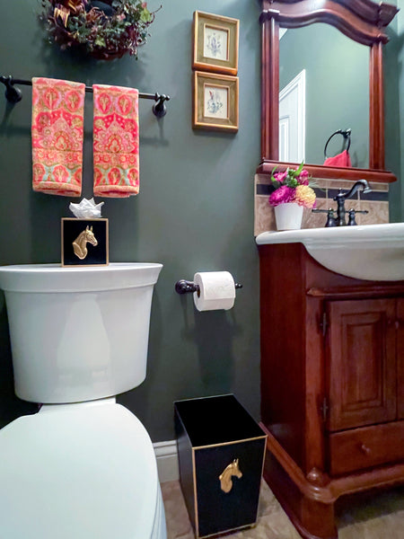 Regency Horse Head Square Wastebasket Black 9