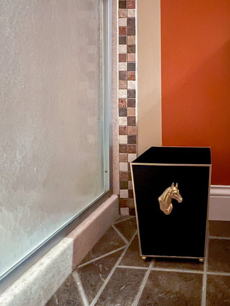 Regency Horse Head Square Wastebasket Black 9