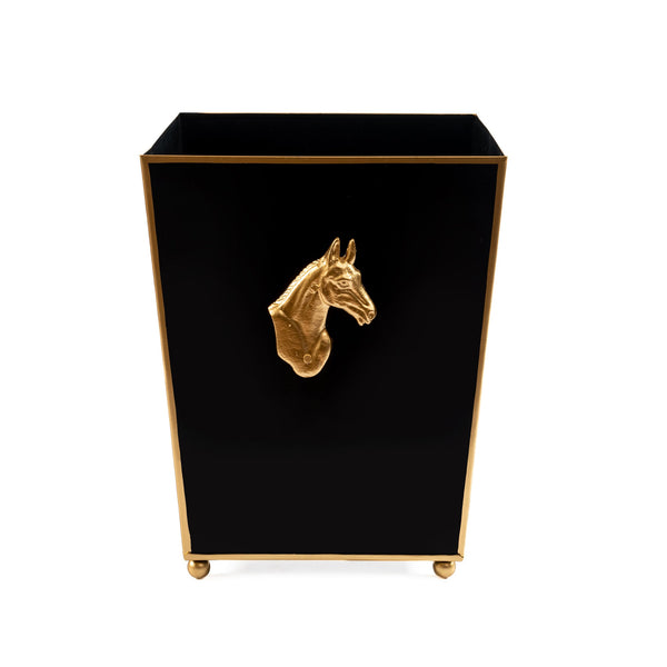 Regency Horse Head Square Wastebasket Black 9