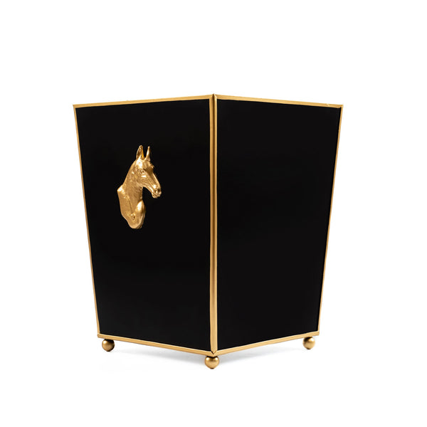 Regency Horse Head Square Wastebasket Black 9