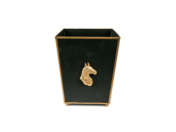 Regency Horse Head Square Wastebasket Black 9