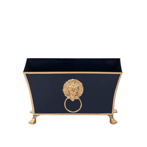 Regency Fluted Rectangle Paws & Claws Cachepot - Indigo