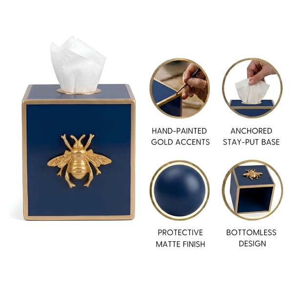 Regency Bee Tissue Box Cover Navy