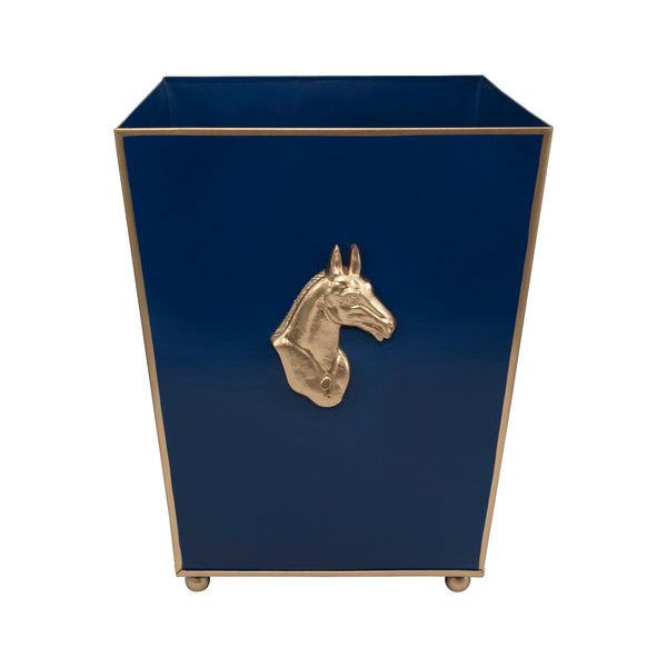 Regency Horse Head Square Wastebasket Navy 9