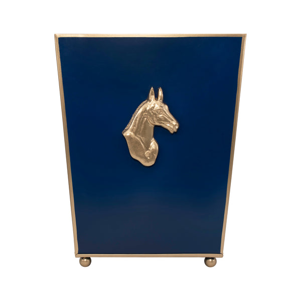 Regency Horse Head Square Wastebasket Navy 9