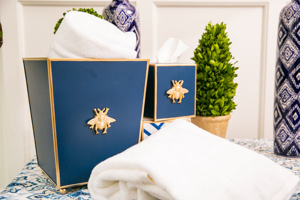 Regency Bee Wastebasket Navy