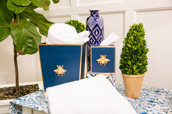 Regency Bee Wastebasket Navy