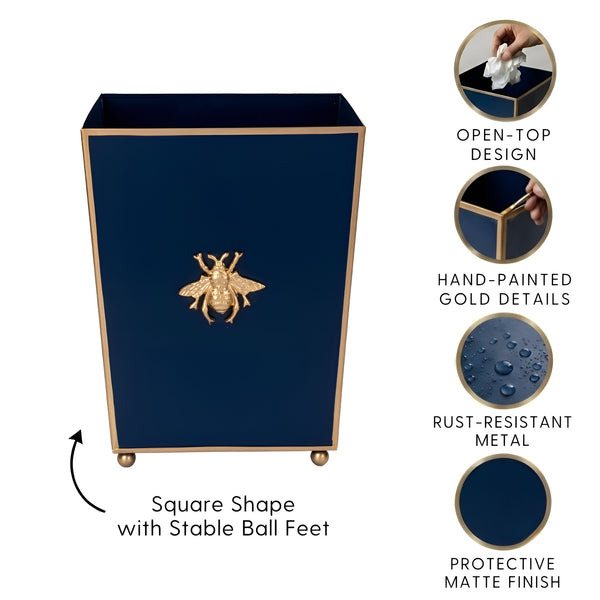 Regency Bee Wastebasket Navy