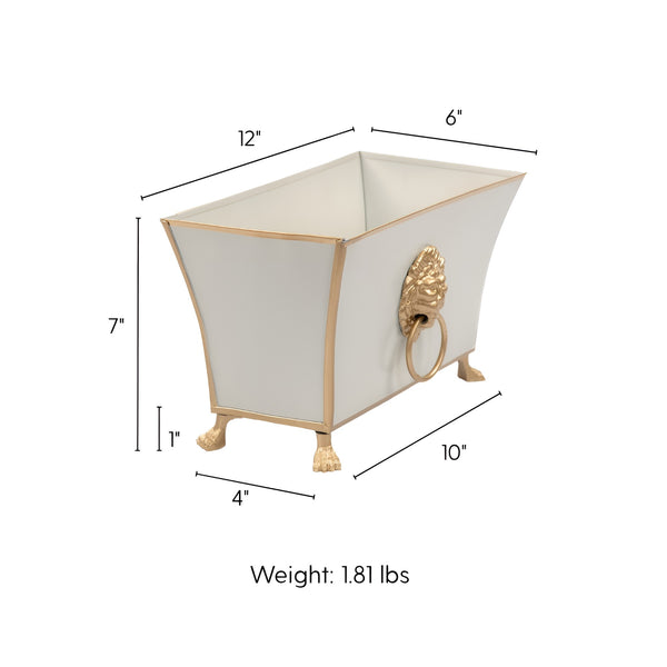 Regency Fluted Rectangle Paws & Claws Cachepot - Taupe