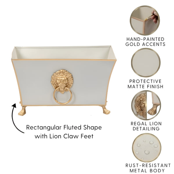 Regency Fluted Rectangle Paws & Claws Cachepot - Taupe