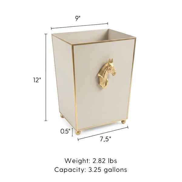 Regency Horse Head Square Wastebasket 9 - Taupe