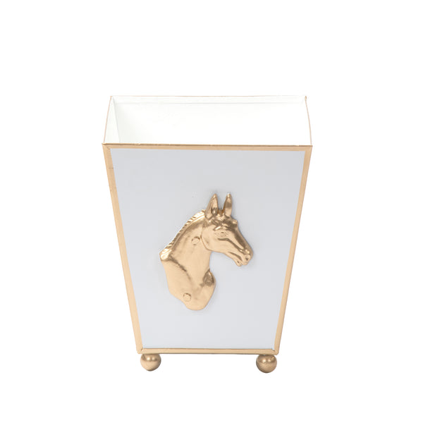 Regency Horse Head Square Cachepot Planter - White