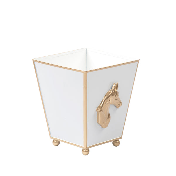 Regency Horse Head Square Cachepot Planter - White