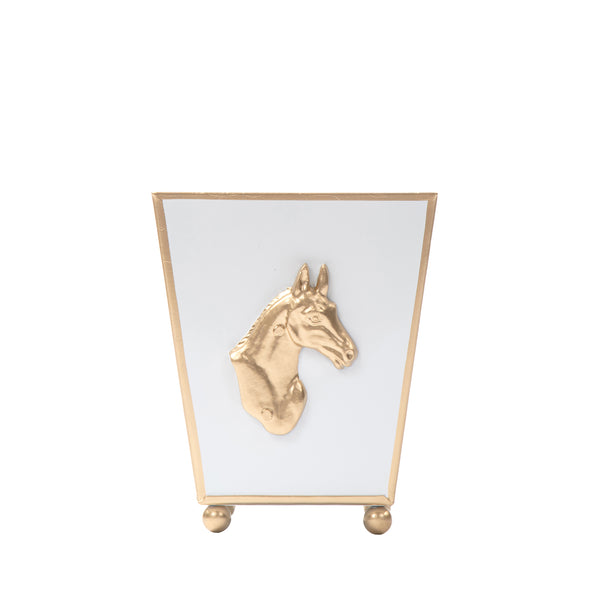 Regency Horse Head Square Cachepot Planter - White