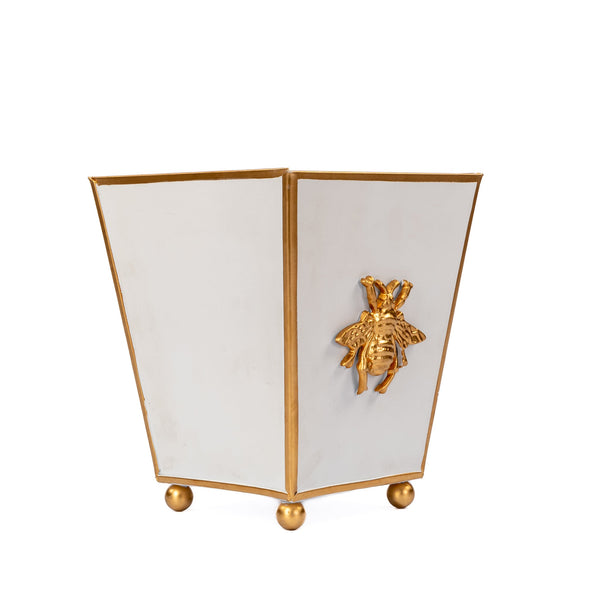 Regency Bee Square Cachepot Planter White