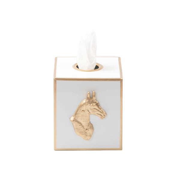 Regency Horse Head Tissue Box Cover - White