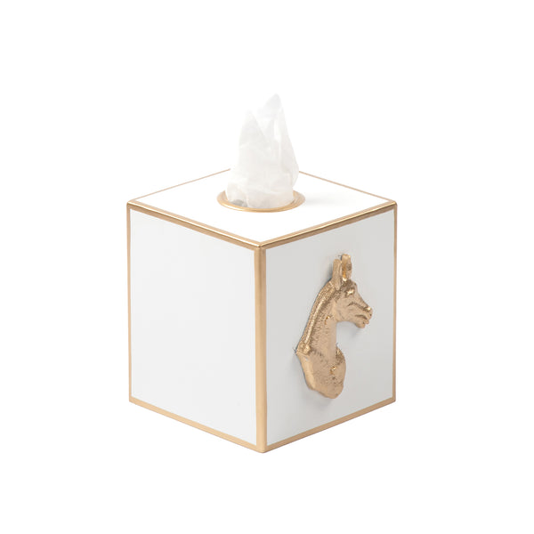 Regency Horse Head Tissue Box Cover - White