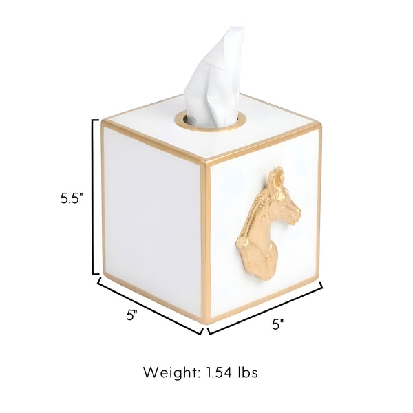 Regency Horse Head Tissue Box Cover - White