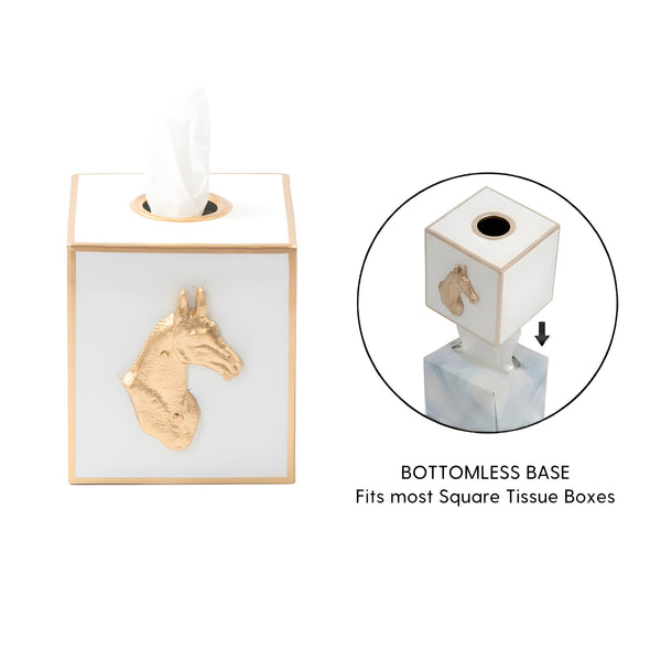 Regency Horse Head Tissue Box Cover - White