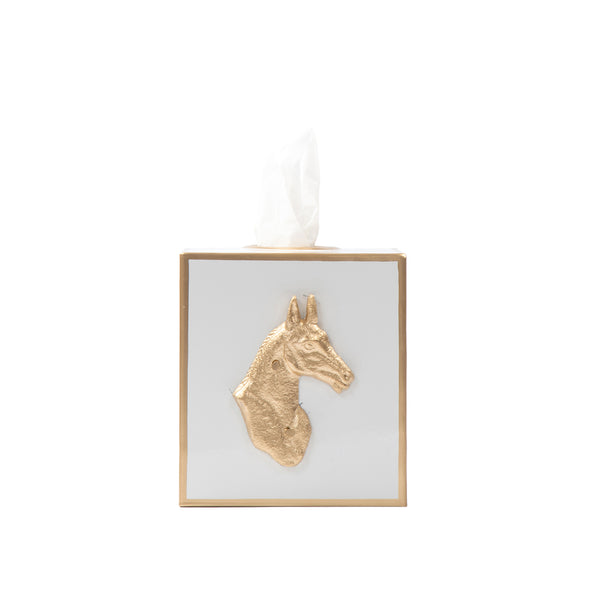 Regency Horse Head Tissue Box Cover - White