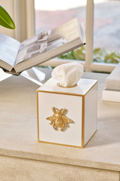 Regency Bee Tissue Box Cover White