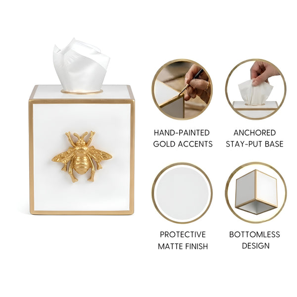 Regency Bee Tissue Box Cover White