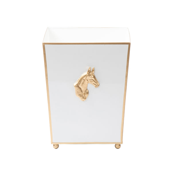 Regency Horse Head Square Wastebasket - White