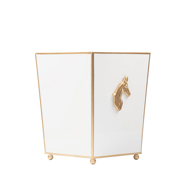Regency Horse Head Square Wastebasket - White