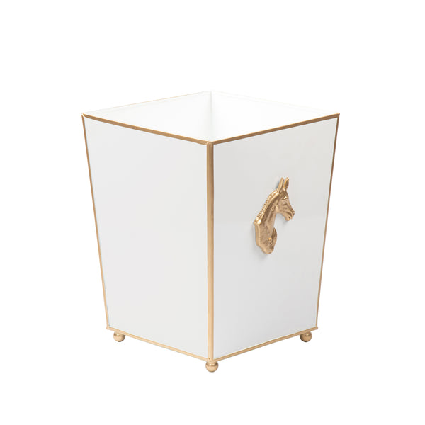Regency Horse Head Square Wastebasket - White