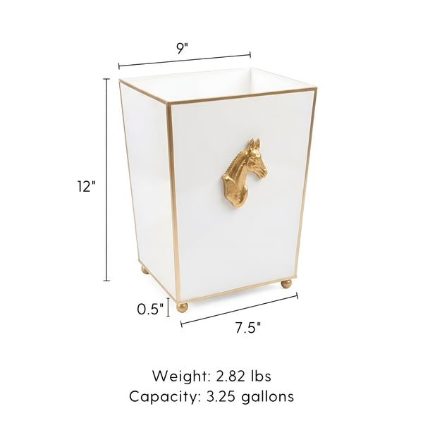 Regency Horse Head Square Wastebasket - White