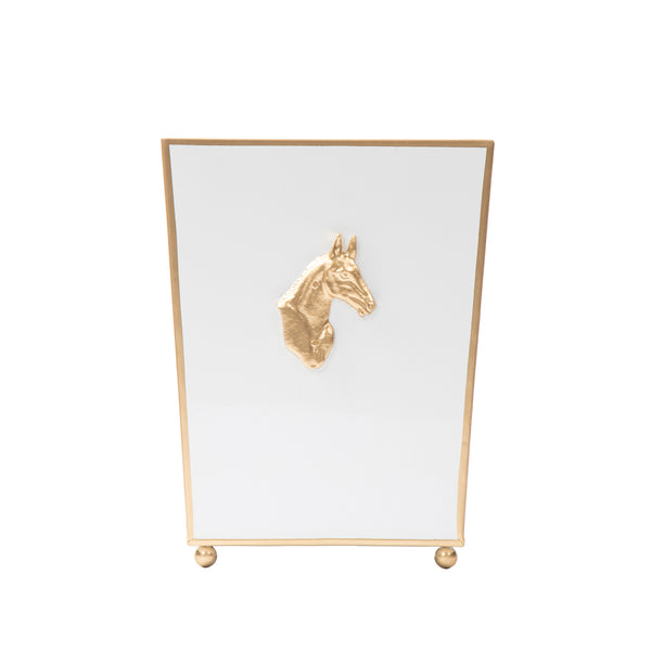 Regency Horse Head Square Wastebasket - White