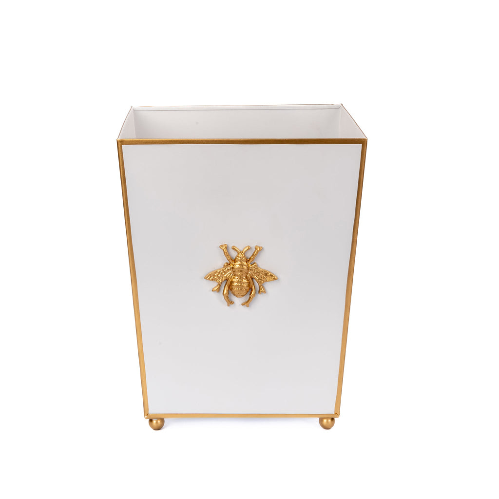 Regency Bee Wastebasket White