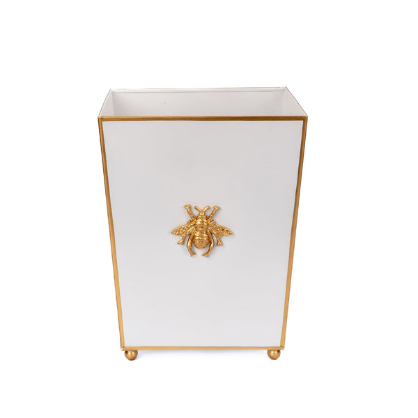 Regency Bee Wastebasket White