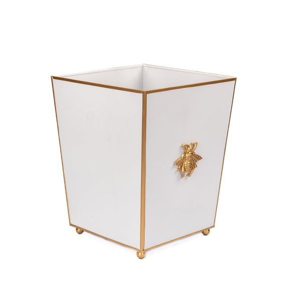 Regency Bee Wastebasket White