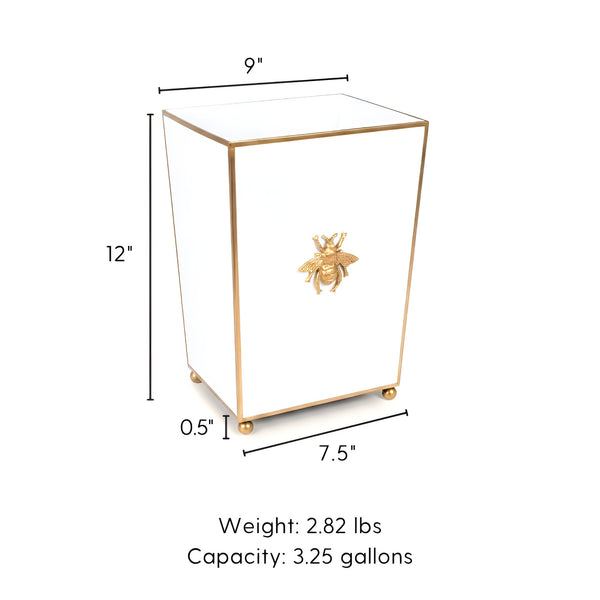 Regency Bee Wastebasket White