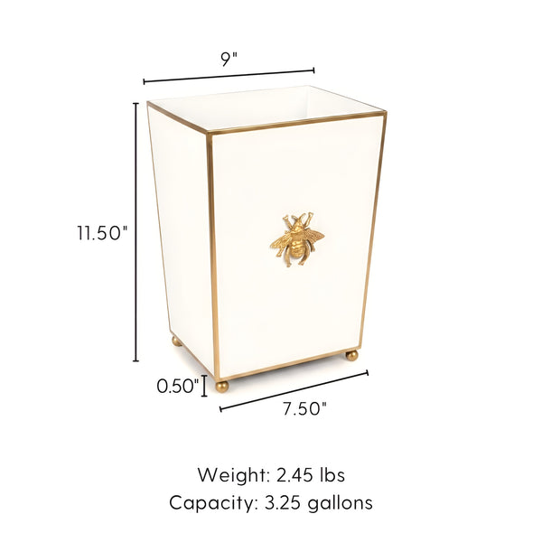 Regency Bee Wastebasket White