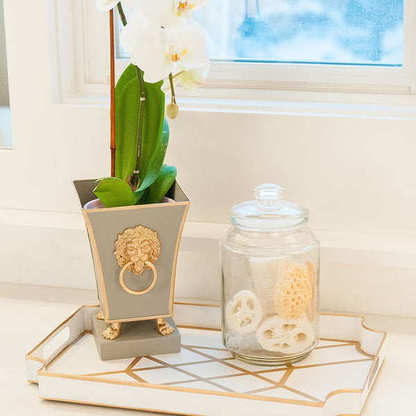 Paws & Claws Fluted Square Cachepot Planter Taupe