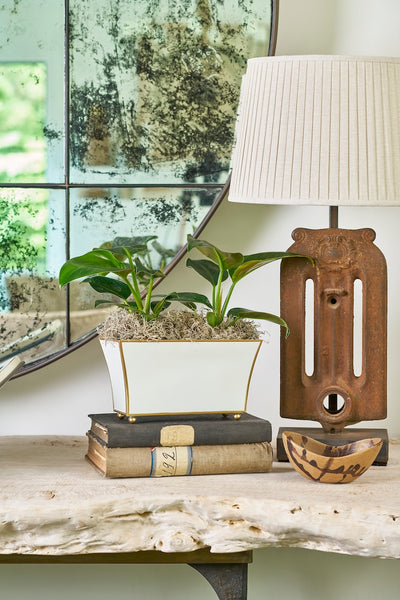 Gracie Fluted Rectangle Cachepot - White