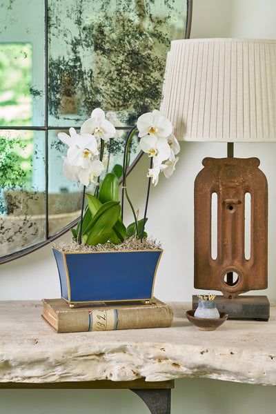 Gracie Fluted Rectangle Cachepot - Indigo Blue