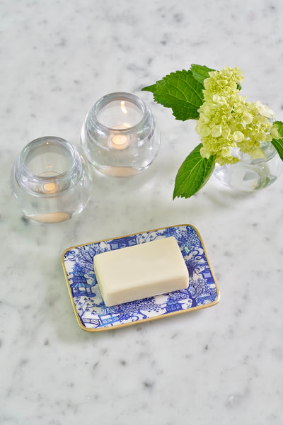 Garden Party Enameled Laney Tray - White & Blue