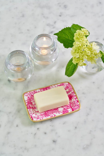 Garden Party Enameled Laney Tray - White & Pink