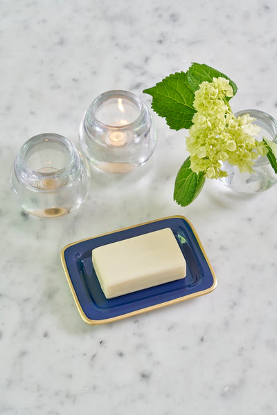 Gracie Enameled Laney Tray Indigo Blue