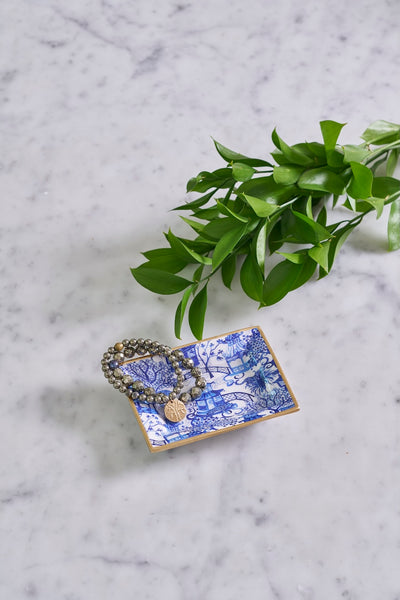 Garden Party Enameled Landry Tray - White & Blue