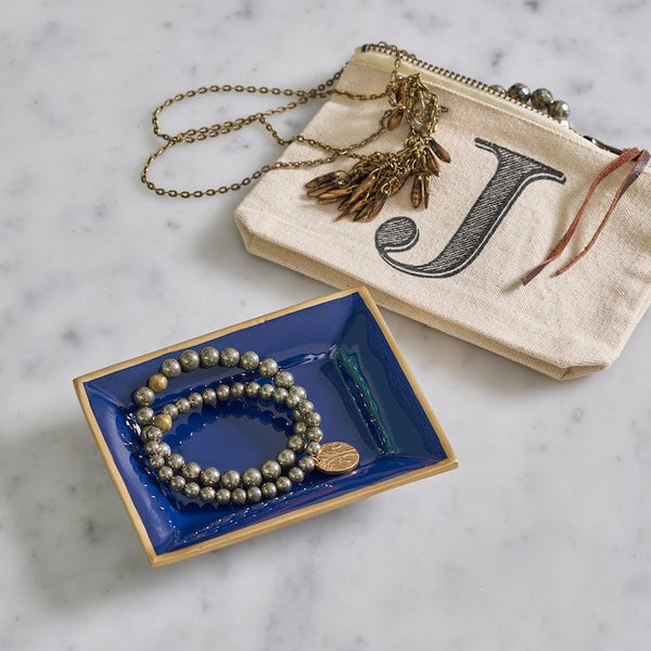 Gracie Enameled Landry Tray Indigo Blue