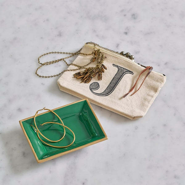 Gracie Enameled Landry Tray Emerald Green