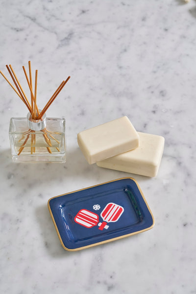 Pickleballs Enameled Laney Tray - Navy & Red