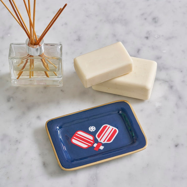 Pickleballs Enameled Laney Tray - Navy & Red